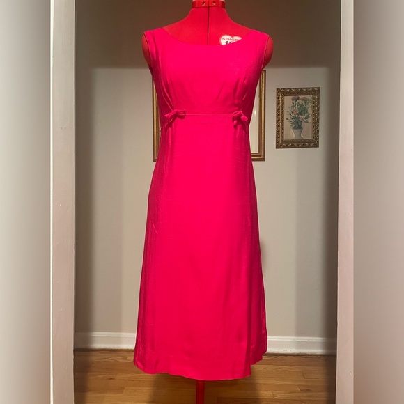 VTG 1960s Fuchsia Pink Wiggle Dress & Jacket Matching Set With Bow Miss Rubette - Picture 9 of 16
